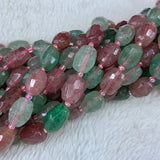 Strawberry Quartz Beads 15'' Faceted Oval Olive DIY Loose Beads
