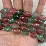 Strawberry Quartz Beads 15'' Faceted Oval Olive DIY Loose Beads