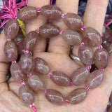 Strawberry Quartz Oval Beads 15'' for Jewelry Making