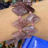 Natural Strawberry Quartz Beads 15'' Square DIY Loose Beads Jewelry Making