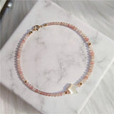Strawberry Quartz Beads Bracelet Shell Stars Charm Jewelry