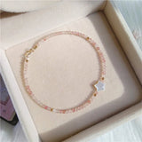Strawberry Quartz Beads Bracelet Shell Stars Charm Jewelry