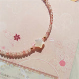 Strawberry Quartz Beads Bracelet Shell Stars Charm Jewelry