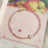 Strawberry Quartz Beads Bracelet Shell Stars Charm Jewelry