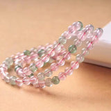 Strawberry Quartz Beaded Bracelet Circle for Men Women 5mm Drop