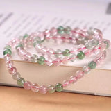 Strawberry Quartz Beaded Bracelet Circle for Men Women 5mm Drop