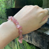 Natural Strawberry Quartz Bracelet for Women Crystals Brazil Chip Jewelry