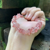 Natural Strawberry Quartz Bracelet for Women Crystals Brazil Chip Jewelry
