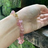 Natural Strawberry Quartz Bracelet for Women Crystals Brazil Chip Jewelry