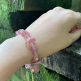Natural Strawberry Quartz Bracelet for Women Crystals Brazil Chip Jewelry