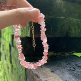 Natural Strawberry Quartz Bracelet for Women Crystals Brazil Chip Jewelry