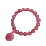 Strawberry Quartz Bracelet 8mm 10mm Bead Nine Tails Fox Charm Bangle