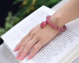 Strawberry Quartz Bracelet 8mm 10mm Bead Nine Tails Fox Charm Bangle
