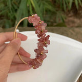 Strawberry Quartz Crystal Bracelet Bangle Lucky Charm Jewelry
