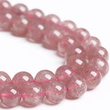 Strawberry Quartz Crystals Beads Pink Stone Round Loose Beads