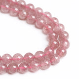 Strawberry Quartz Crystals Beads Pink Stone Round Loose Beads