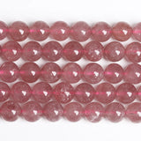 Strawberry Quartz Crystals Beads Pink Stone Round Loose Beads