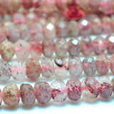 Strawberry Quartz Faceted Rondelle Loose Beads Gemstone Semi Precious Stone