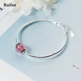 Strawberry Quartz Silver Bracelet Good Luck Charm Jewelry