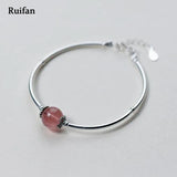 Strawberry Quartz Silver Bracelet Good Luck Charm Jewelry