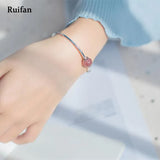 Strawberry Quartz Silver Bracelet Good Luck Charm Jewelry