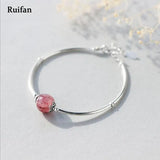 Strawberry Quartz Silver Bracelet Good Luck Charm Jewelry