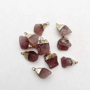 10pc Strawberry Quartz Gravel Gem Healing Reiki Stone Pendant Necklace