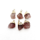 10pc Strawberry Quartz Gravel Gem Healing Reiki Stone Pendant Necklace