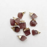 10pc Strawberry Quartz Gravel Gem Healing Reiki Stone Pendant Necklace