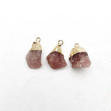 10pc Strawberry Quartz Gravel Gem Healing Reiki Stone Pendant Necklace
