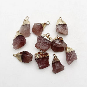 10pc Strawberry Quartz Gravel Gem Healing Reiki Stone Pendant Necklace