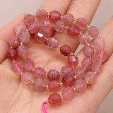 Strawberry Quartz Faceted Lantern Spacer Beads 15''
