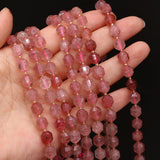Strawberry Quartz Faceted Lantern Spacer Beads 15''