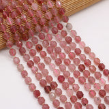 Strawberry Quartz Faceted Lantern Spacer Beads 15''