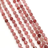 Strawberry Quartz Faceted Lantern Spacer Beads 15''