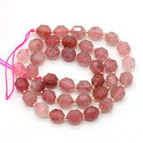 Strawberry Quartz Faceted Lantern Spacer Beads 15''
