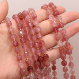 Strawberry Quartz Faceted Lantern Spacer Beads 15''