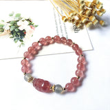 Natural Strawberry Quartz/Moonstone Pixiu Bracelet