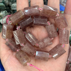 Strawberry Quartz Prehnite Stone Beads 15'' Faceted DIY Loose Beads