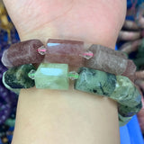 Strawberry Quartz Prehnite Stone Beads 15'' Faceted DIY Loose Beads