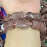 Strawberry Quartz Prehnite Stone Beads 15'' Faceted DIY Loose Beads