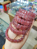 Natural Strawberry Quartz Stone Beads Bracelet Charming Bangle Gift
