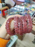 Natural Strawberry Quartz Stone Beads Bracelet Charming Bangle Gift