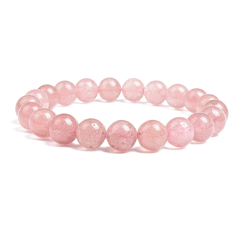 Strawberry Quartz Beads Bracelet 4-12 MM Pink Crystal Bracelet