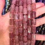 Strawberry Crystal Faceted Cylinder Spacer Tube Beads