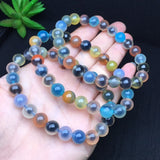 Natural Sugar Heart Agate Round Bead Single Loop Bracelet Women