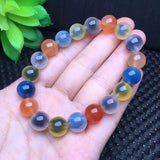 Natural Sugar Heart Agate Round Bead Single Loop Bracelet Women