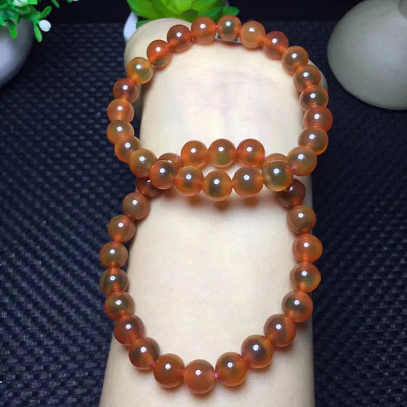 Natural Sugar Heart Gobi Agate Bead Strand Bracelet Red Gemstone Healing