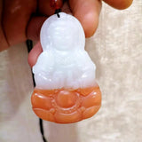 Hand Carved Guanyin Jade Pendant Bodhisattva Necklace