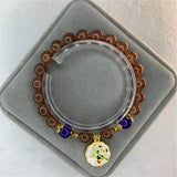 Sun Stone Strawberry Crystal Round Beads 8mm Bracelet for Women